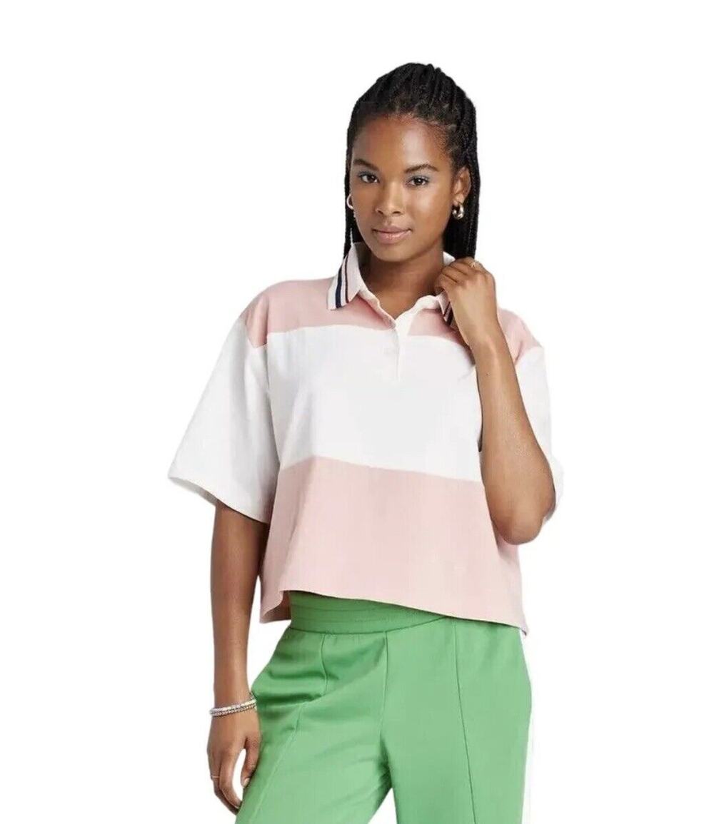 Wild Fable Short Sleeve Rugby Shirt Pink Women's XXL NWT